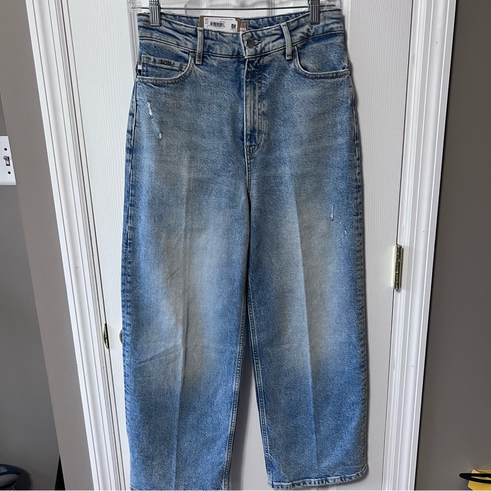 Hugo Boss Marlene Cropped Wide Leg High Rise Jeans 27 $248